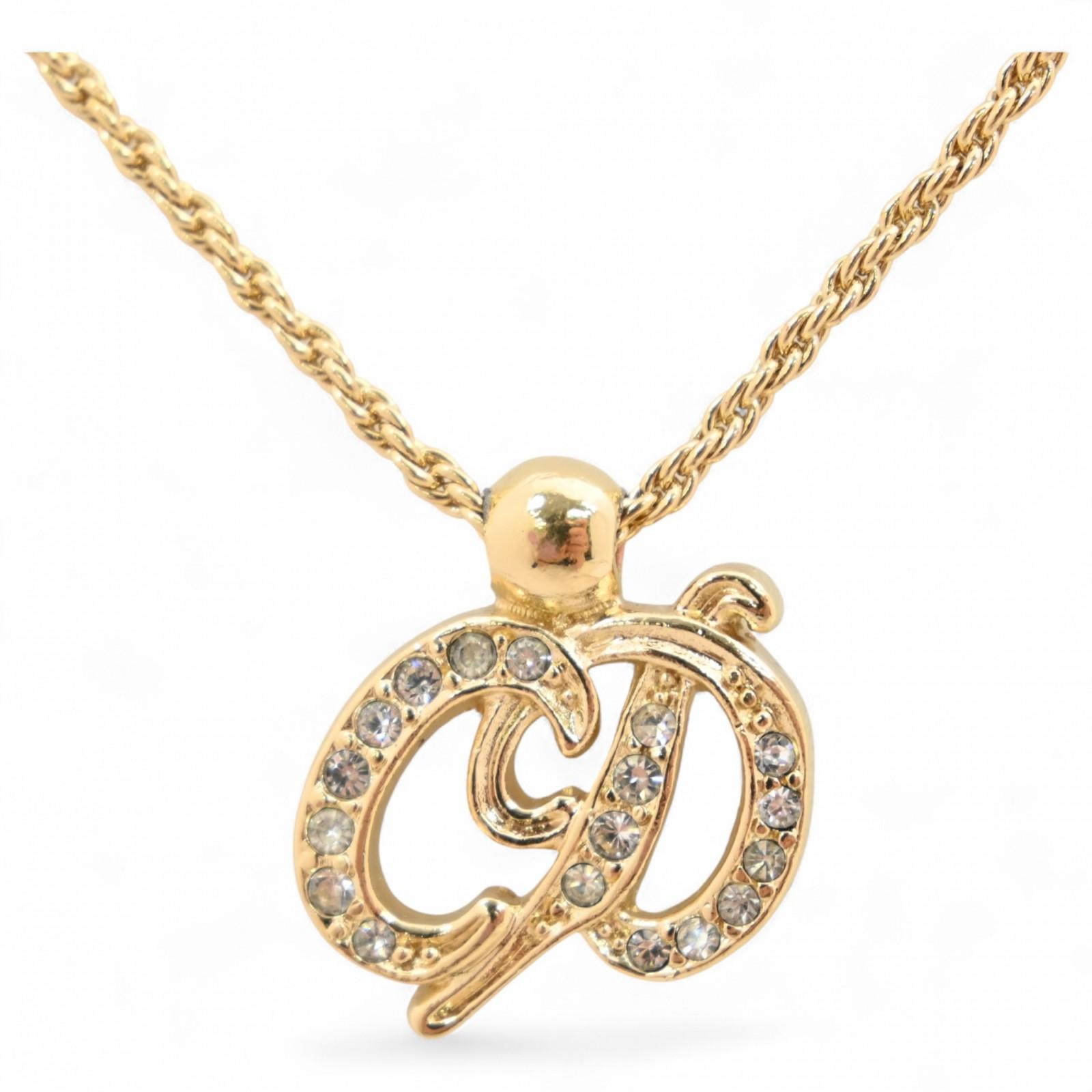 

Auth DIOR CD Logo Rhinestone Necklace di5508bd