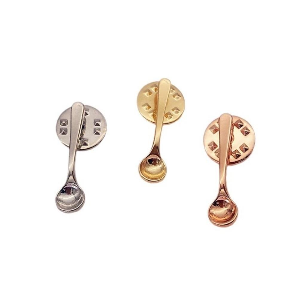 Small Size Coffee Spoon Lapel Pins Creative Metal Metal Badges Spoon Brooch Jackets Accessories