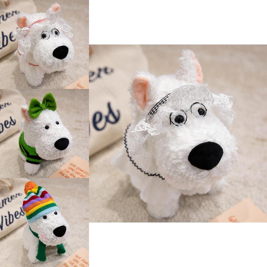 West Highland White Terrier Plush Toy With Rainbow Scarf For Couples And Kids Gift