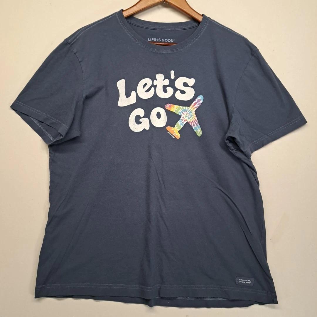 

Life Is Good Mens T Shirt Large Let s Go Tie Dye Plane Crusher Lite L