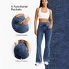 Womens High-Waisted Flared Jeans Vintage Pocket Design Stretch Slim Bootcut Denim Pants