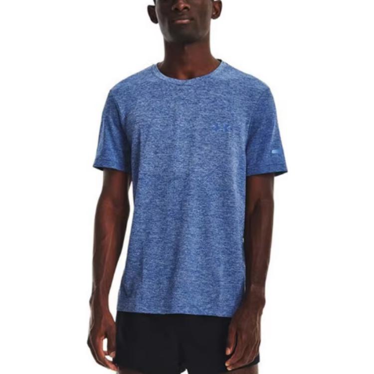 Under Armour Crew Neck Short Sleeve T-Shirt Men Tops Blue 1375692-471