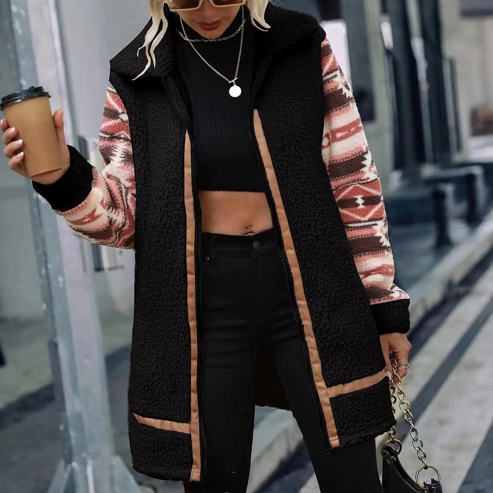 

Женские лохматые пальто, модная куртка с цветными блоками, зимняя верхняя одежда на молнии