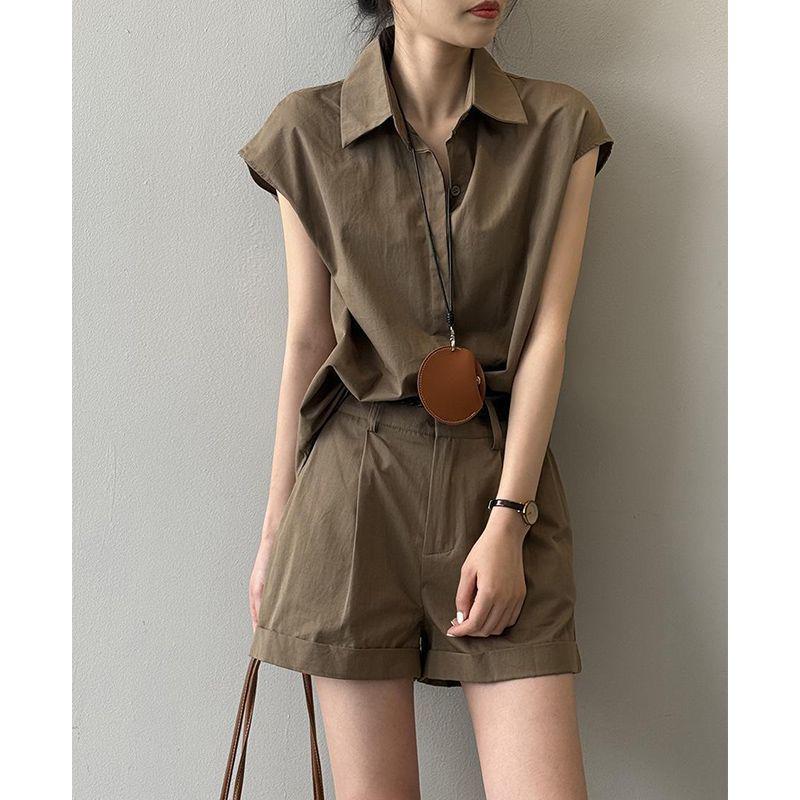 

Petite Women s Sporty Tea & Coffee Colored Shirt and Shorts Set, 2026 Summer Collection. S 40-50 kg