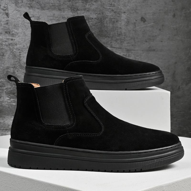 

Осень и зима 2025 новые популярные в интернете Douyin популярные мужские ботинки челси мартин кожаные средней высоты мужские туфли на одной педали 38 чёрный