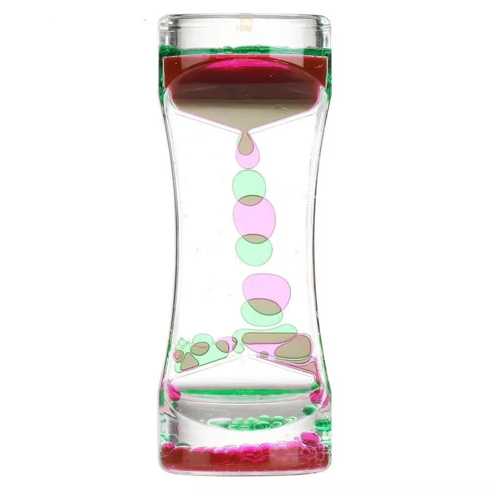 Double Colors Oil Hourglass Timer Acrylic Creative Floating Motion Bubble Timer Visual Oil Drop Process Oil Hourglass Kids Toy