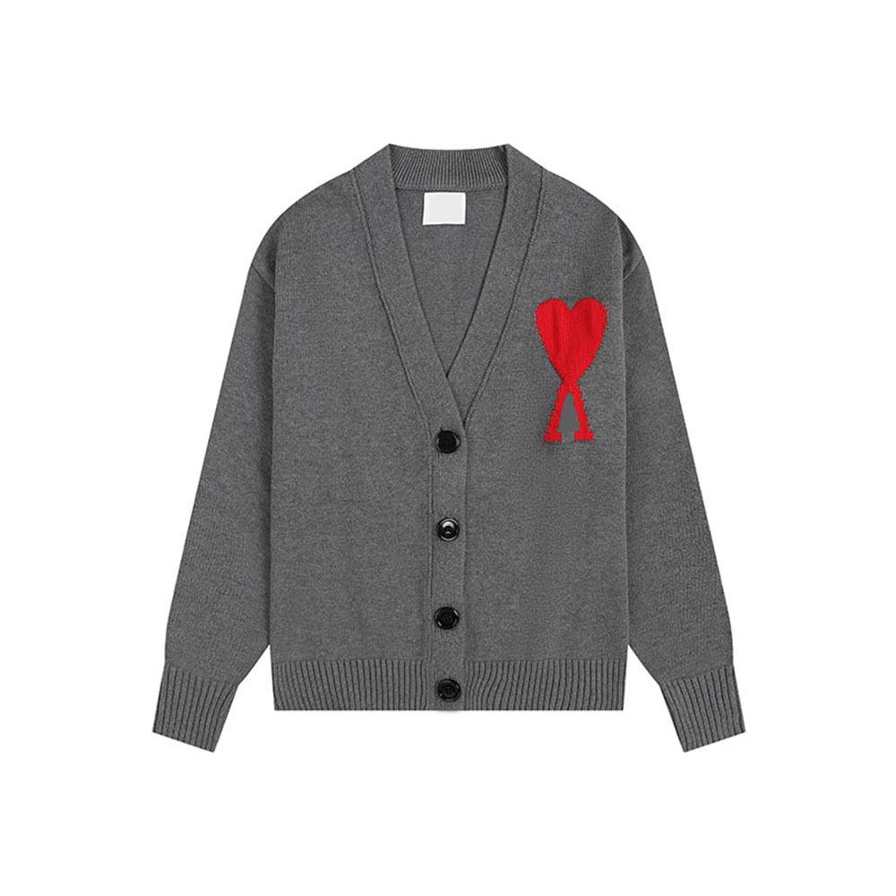 Klassischer Strick-Cardigan mit Herz-Stickerei - Unisex Lockerer Pullover
