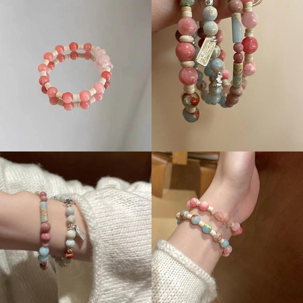 Elegant Handcrafted Ceramic Bracelet For Women With Natural Stone And Beads