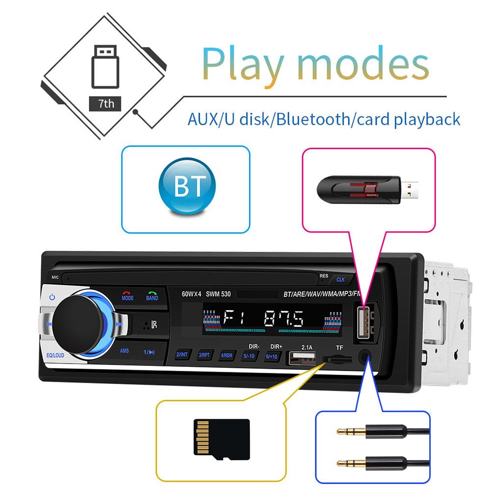 Bluetooth Car Audio Stereo 60WX4 Car Radio 12V In-dash 1 Din FM Aux Input Receiver USB MP3 MMC WMA Car Radio Mp3 Player