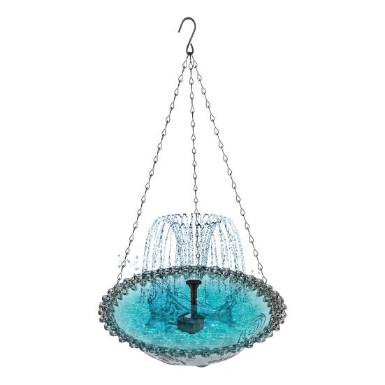 Solar Cascade Bird Bath Fountain Hanging Bird Bath Solar-Powered Fountain Outdoor Birdbath Attracts Wild Birds серый