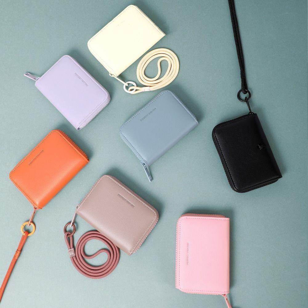 Hand Clutch Women Short Wallet Multi Card Slots Lipstick Storage Bag Hanging Neck Coin Purse  Women
