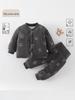 Autumn Winter Quilted Baby Pajama Set with High Waist Belly Protection - Unisex, 120g Cotton