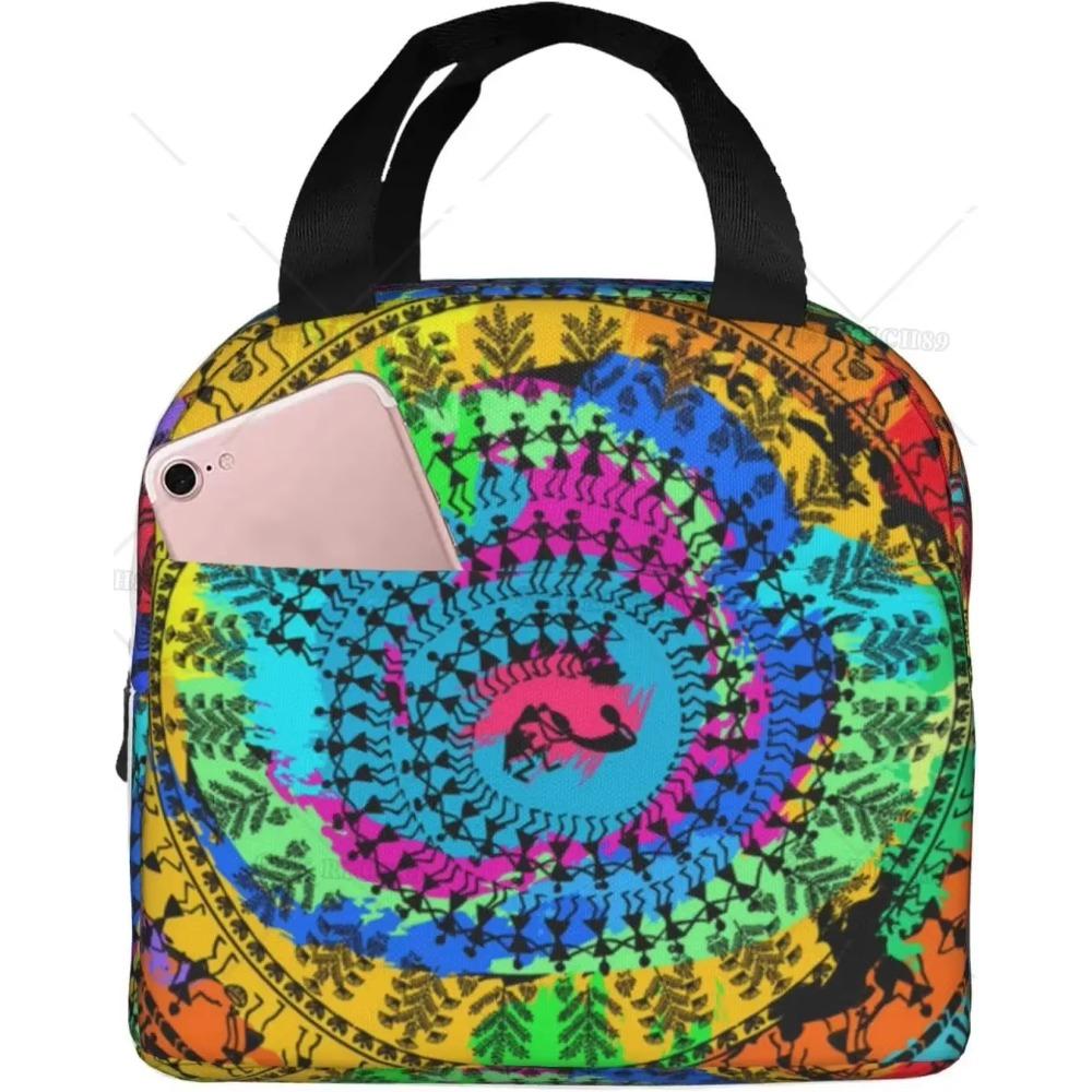 Mandala Reusable Lunch Bag for Women Men Kids Insulated Lunch Box Cooler Tote Bag Thermal Lunchbag for School Work Picnic