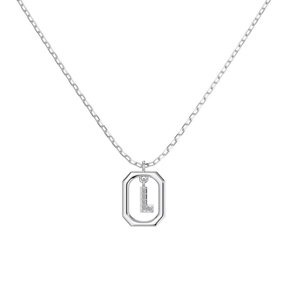 925 Silver Alphabet Pendant Necklace with Zircon Detailing - Women's Elegant & Unique Design