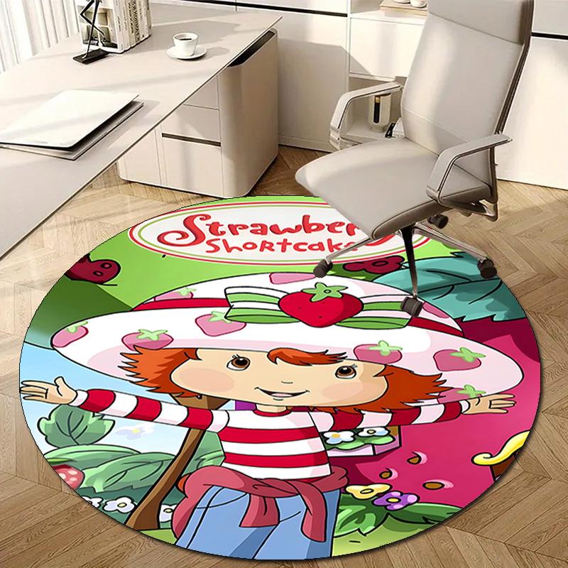 1pc Strawberry Princess2 Design Printed Area Round Carpet for Bedroom Living Room Home Decor Rugs Mat Non Slip Mat Rug for Bedside