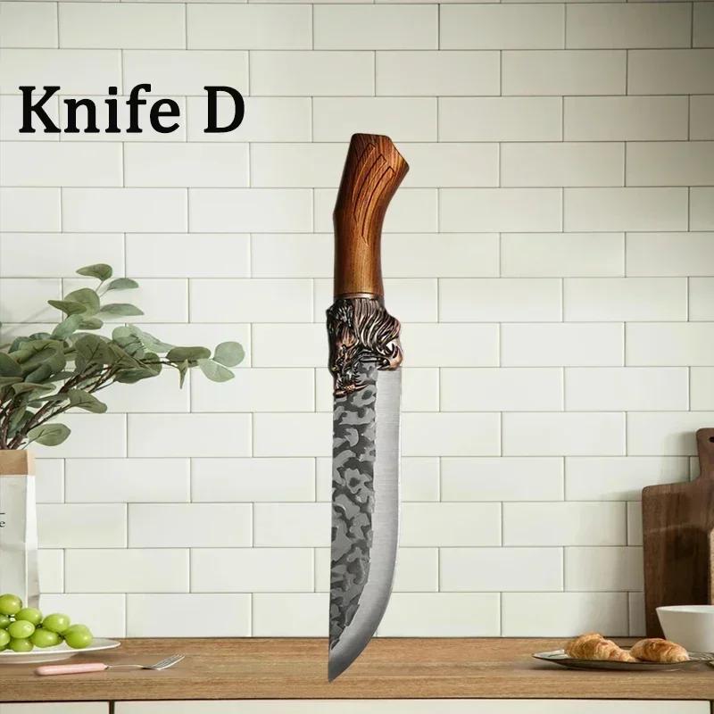 Kitchen Knife with Roll Bag Stainless Steel Butcher Slicing Knife Cooking BBQ Chef Knife Professional Forged Boning Knife