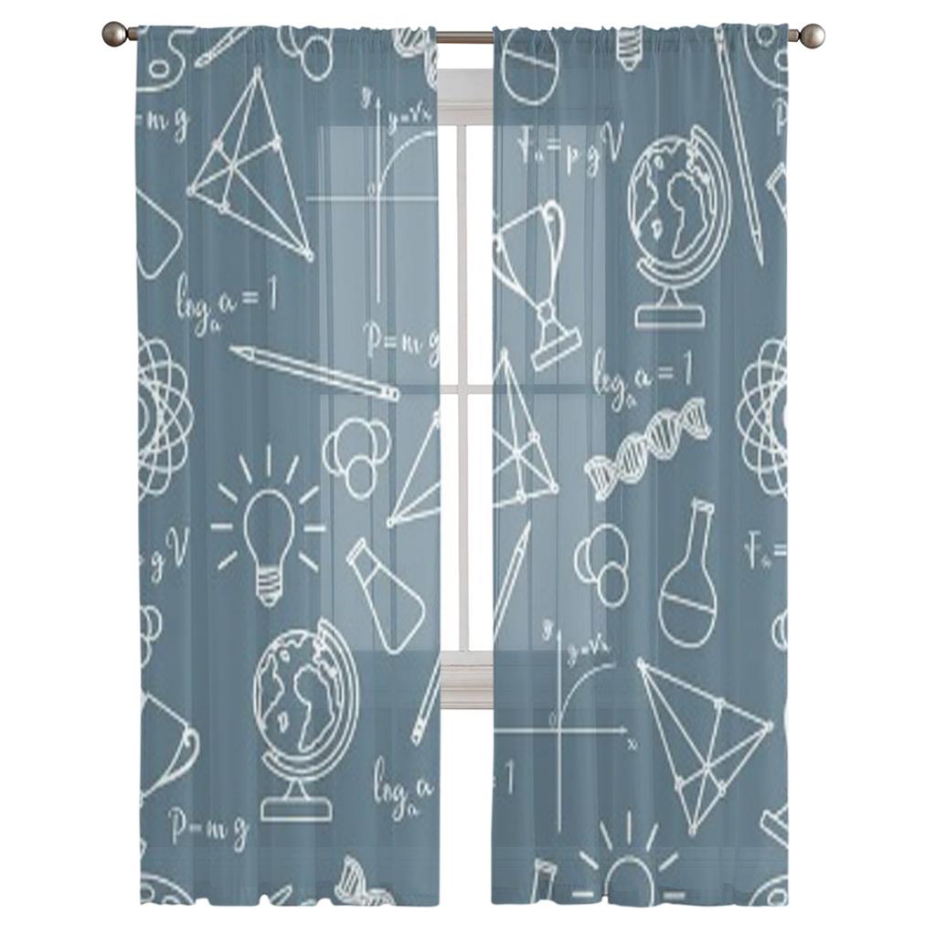 Елементи наукової освіти Глобус Прозорі штори для вітальні Прозора тюлева віконна завіса Спальня Кухня Вуаль Штори