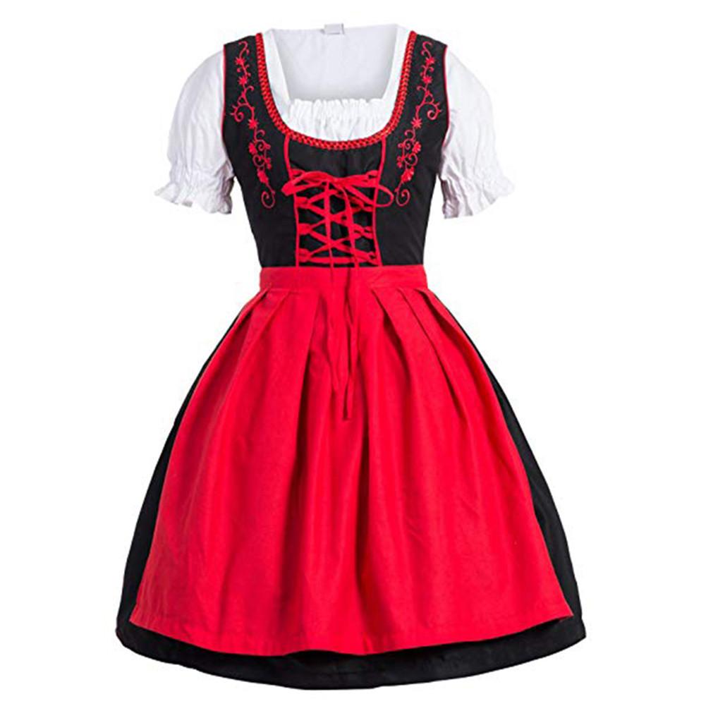 Charming German Dress Bavarian Dirndl Costume With Elegant Apron Decoration