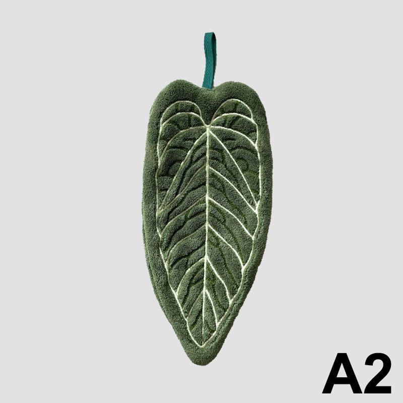 Leaf-Shaped Hanging Hand Towel Soft Coral Fleece Tea Towels Super Absorbent Bath & Kitchen Towel Decorative Towels Home Decor