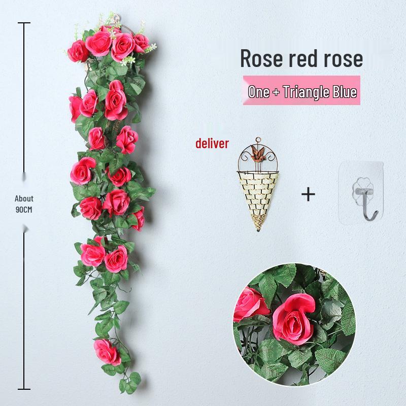 Decorazione con Rampicante di Rose da Appendere a Parete per Interni - Cesto di Fiori Artificiali per Soggiorno