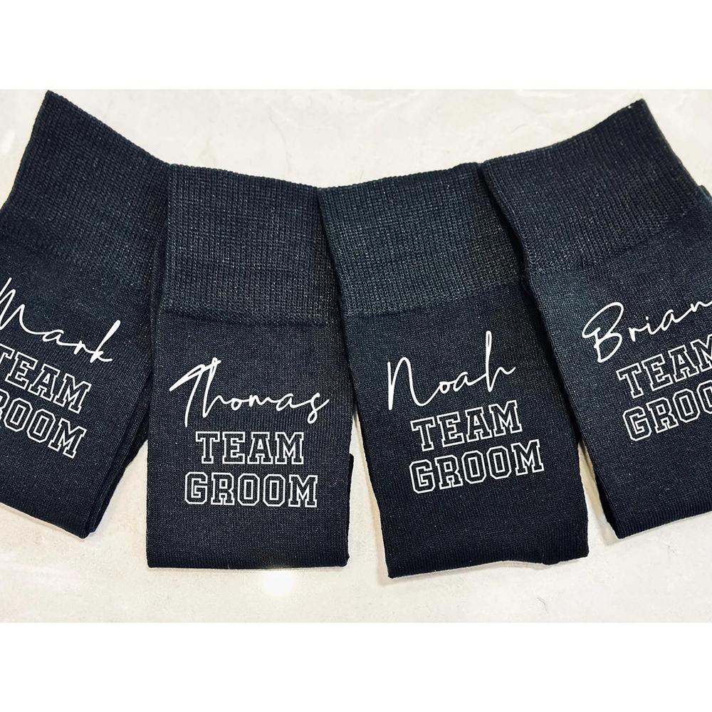 Custom Black Dress Socks Team Groom Socks Gift Wedding Proposal Groomsmen Gift Bachelor Party Decoration Accessories Groom To Be