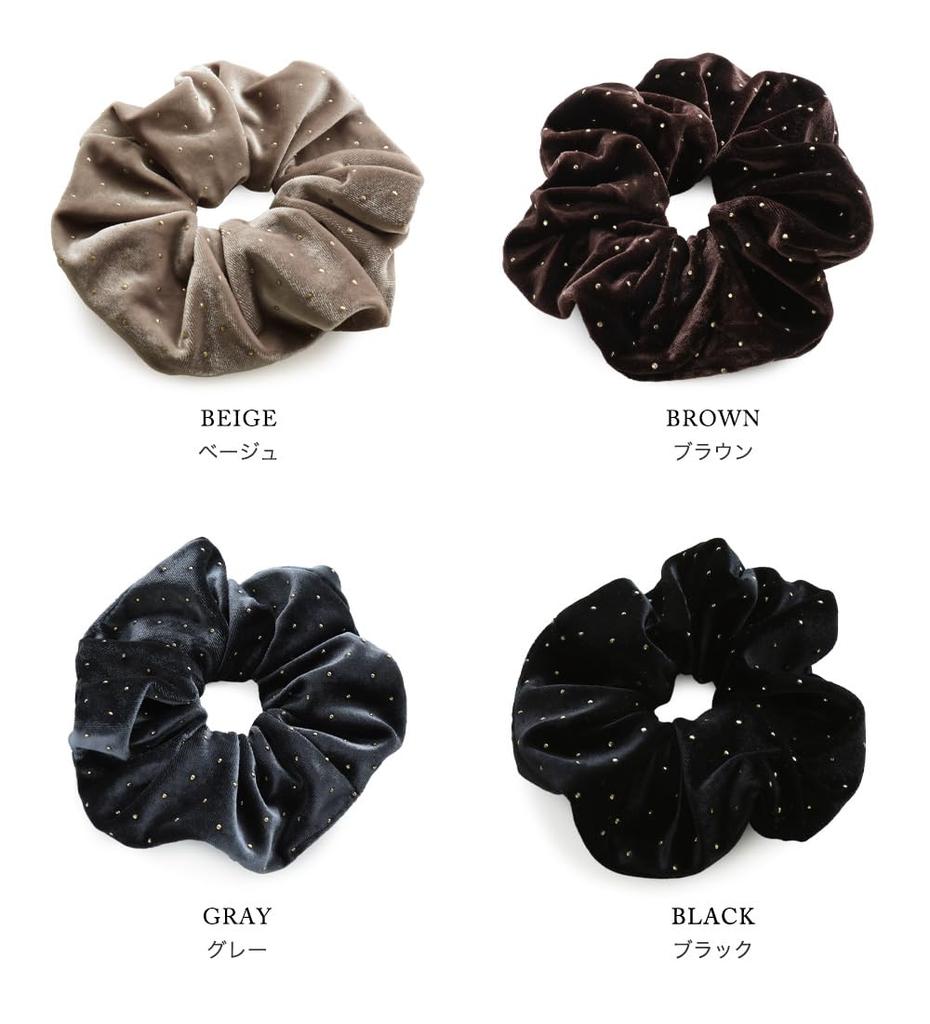 JewelVOX Scrunchie Hair Hair Accessory for Dot Adult Tie, Women, Velvet-Style Pattern, Gold, (Brown)