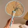 Hand-Woven Fan Archaistic Circular Fan Summer Portable Small Fan Hanfu Ancient Costume Round Fan Summer Embroider Palm-Leaf Fan