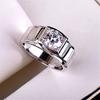 Imitation Mosan Diamond Resizable Men'S Ring Plated With 18K Platinum Four-Claw Inlaid Trapezoidal Design Tidy Men Popular Rings