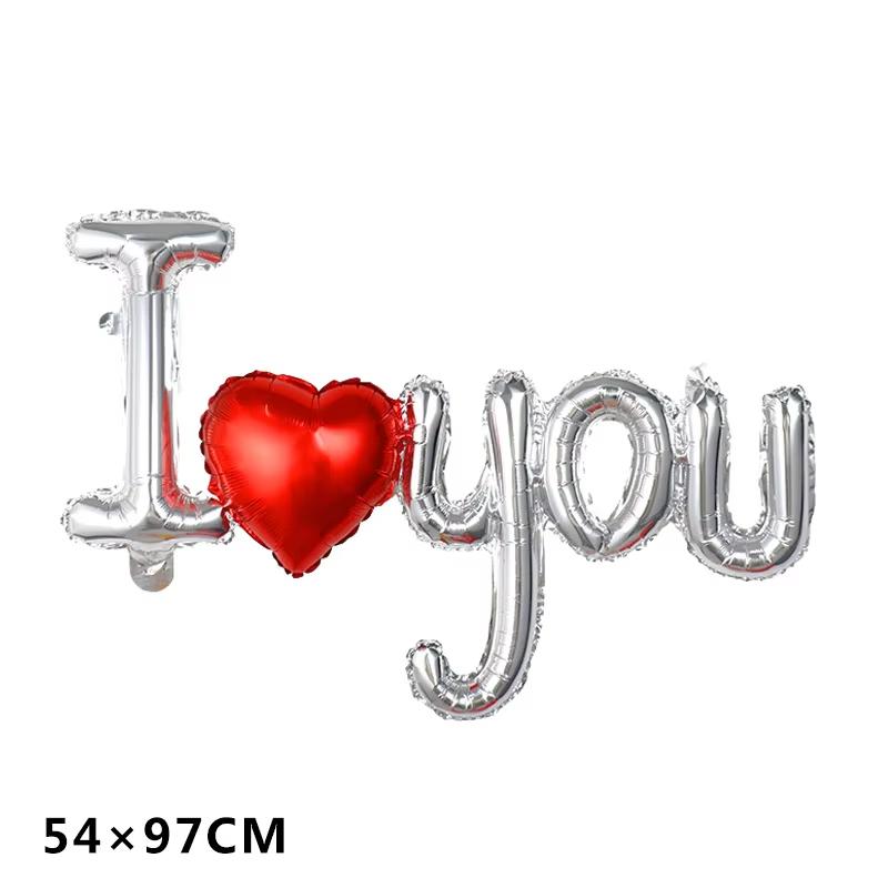 5pcs Siamese I Love You Letter Love Balloon Red Rose Gold Foil Balloon Valentine's Day Wedding Decoration Anniversary Party Supp