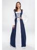 European and American Vintage Medieval Renaissance Square Neck Lace-Up Corset Halloween Costume Dress