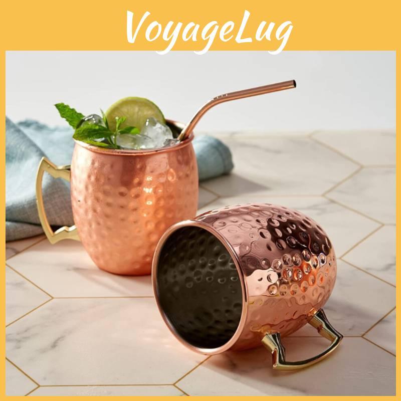 Stainless Steel Cocktail Glass With Hammered Design And Straw For Use Daily