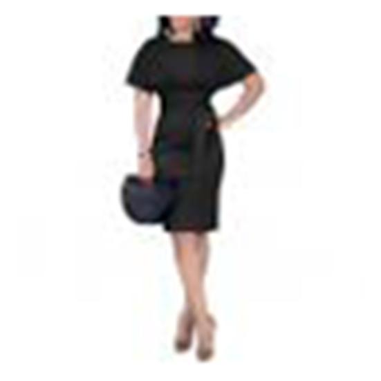 Damen Einfarbig Kurzarm O-Ausschnitt Gürtel Cocktail Bodycon Knielanges Kleid