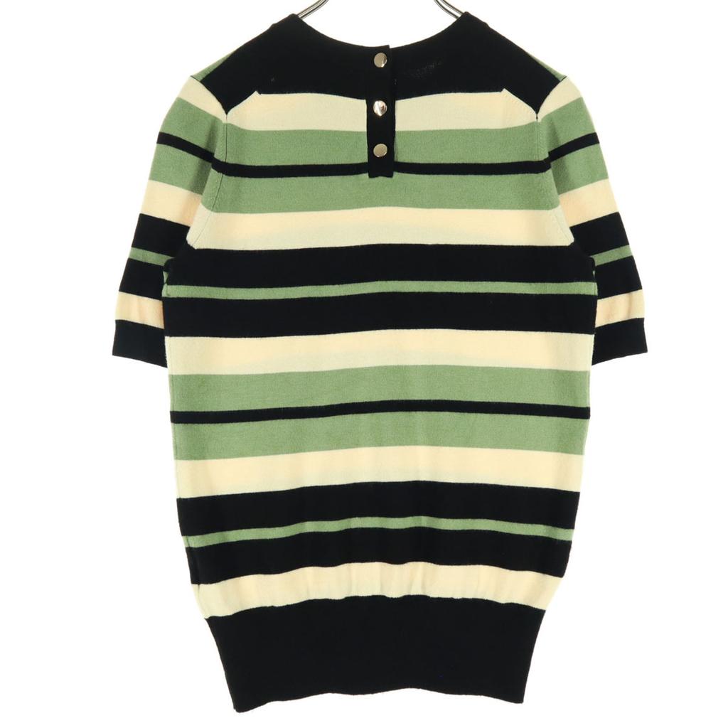 Zara Border Pattern Short Sleeve Round Neck Cardigan S Black Series Women Used