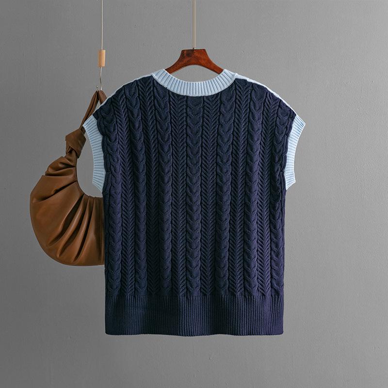 Winter Sweater European and American Knitted Vest Pullover V-neck Vest Sweater Sleeveless Top for Women