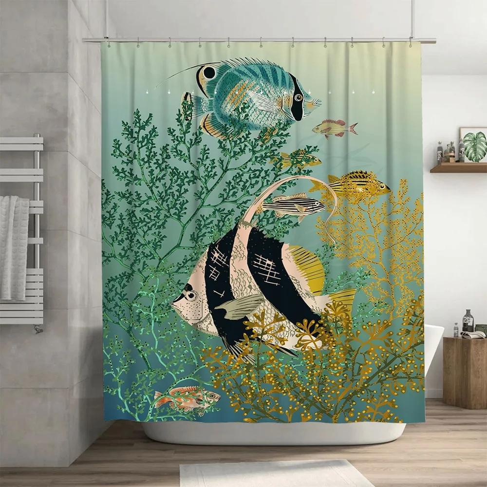 Vibrant Underwater World Shower Curtain Artistic Fish Print for Bathroom Decorations Perfect Gift Idea Waterproof Fabric Avail