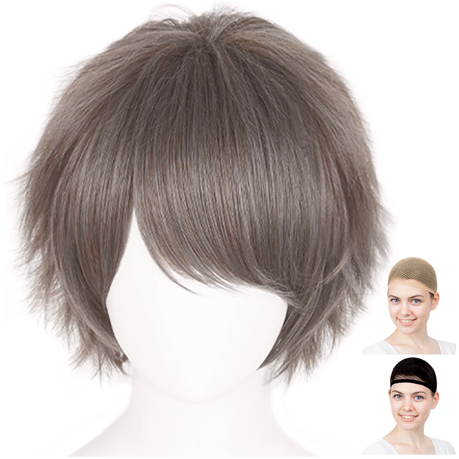 

[CaseEden] Cosplay Wig Stylish Short Warm Gray WIG6107