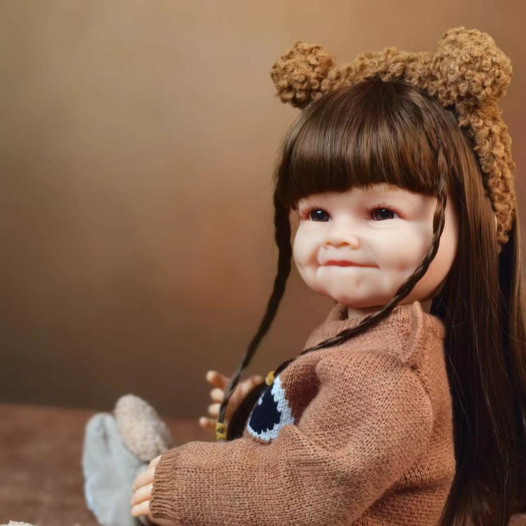 KEIUMI Tegneserie Bear Reborn Baby Girl Doll Toy 55 cm Full Body Silikon Vinyl Babyer Reborn Doll Leke Julegaver Halloween dekorasjon