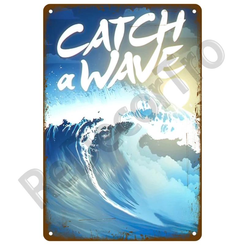 Vintage Metallschilder mit Sommerstrand, berühmte Stadtlandschaft, Poster, Blechschild, Retro-Wandkunst, Dekor für Wohnzimmer, Zuhause, Meer