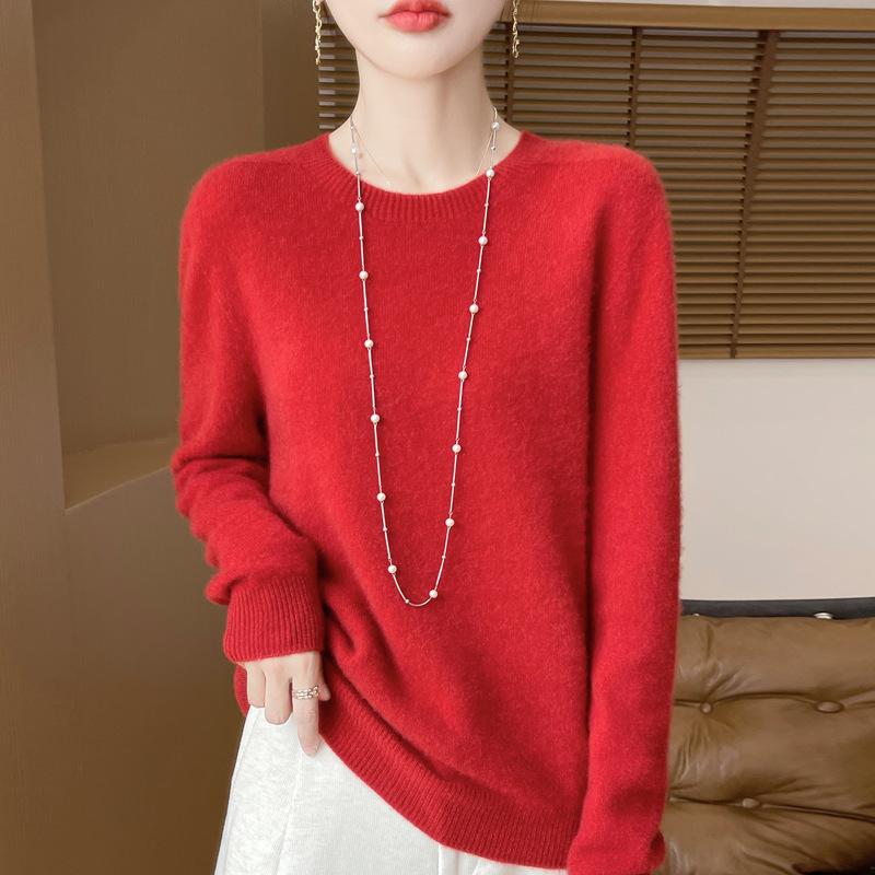 Fashion Wool Sweater Cashmere Pullover O-Neck Long Sleeve Women Knitwear Autumn Winter Clothing Tops