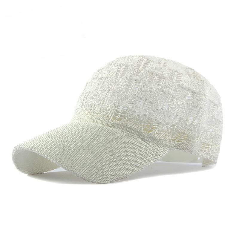 

Summer Lace Baseball Cap for Women Breathable Hollow Mesh Sun Hat Ladies Outdoor Sun Protection Peaked Cap Elegant Beach Hat 56-60cm молоко, білий колір
