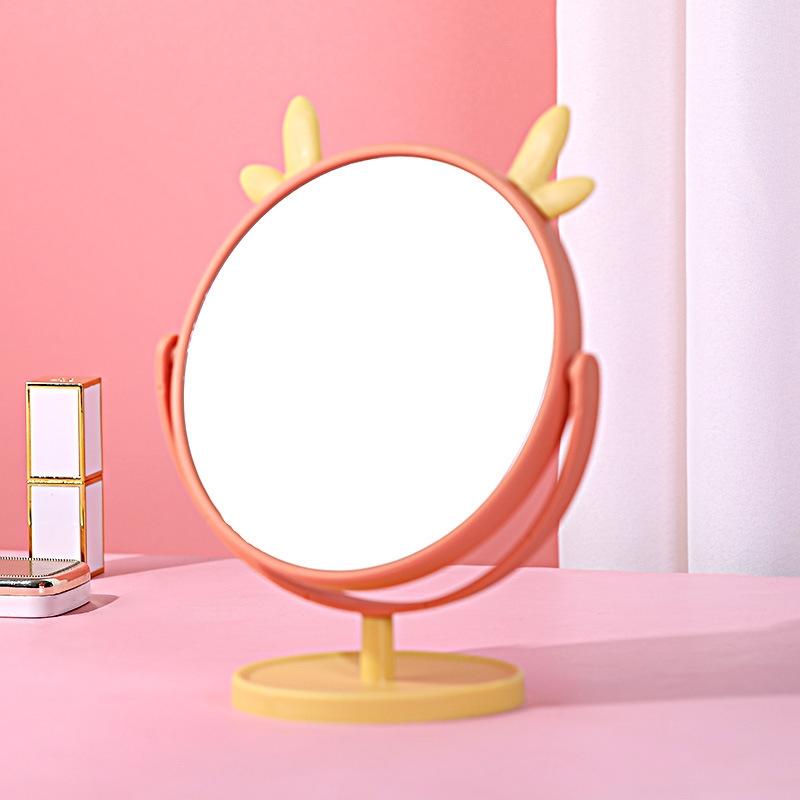 Cute Desktop HD Vanity Mirror Cat Ear Single Side Makeup Mirror Multifunctional Adjustable Makeup Princess Mirror