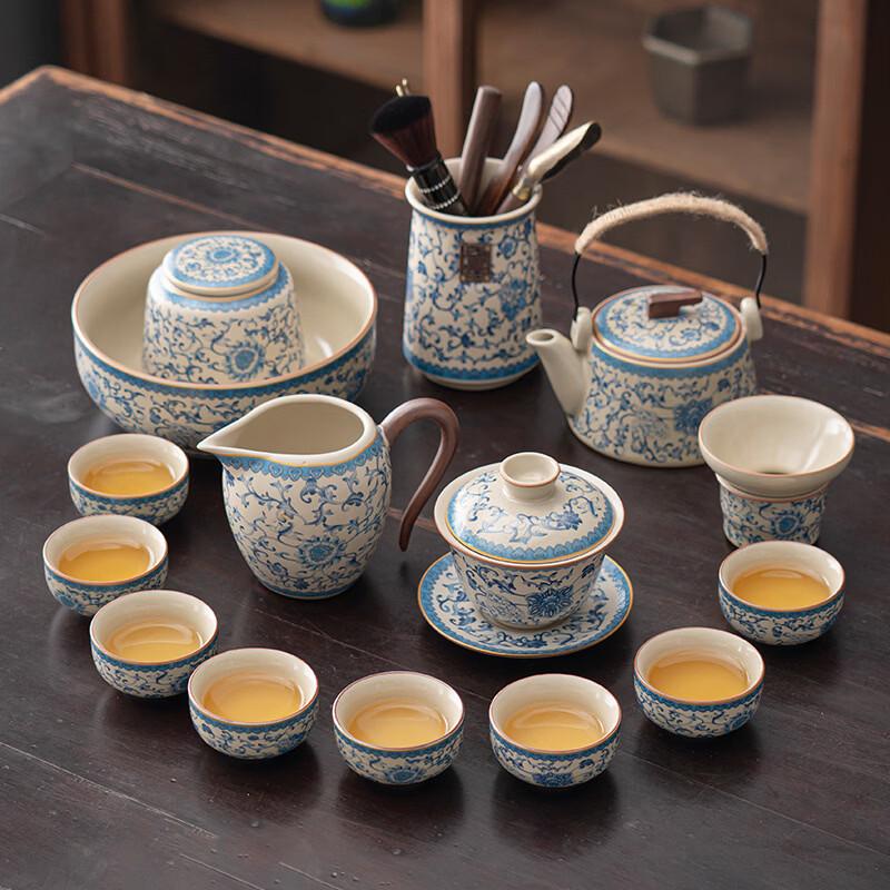 Ru Kiln Blue and White Kung Fu Tea Set