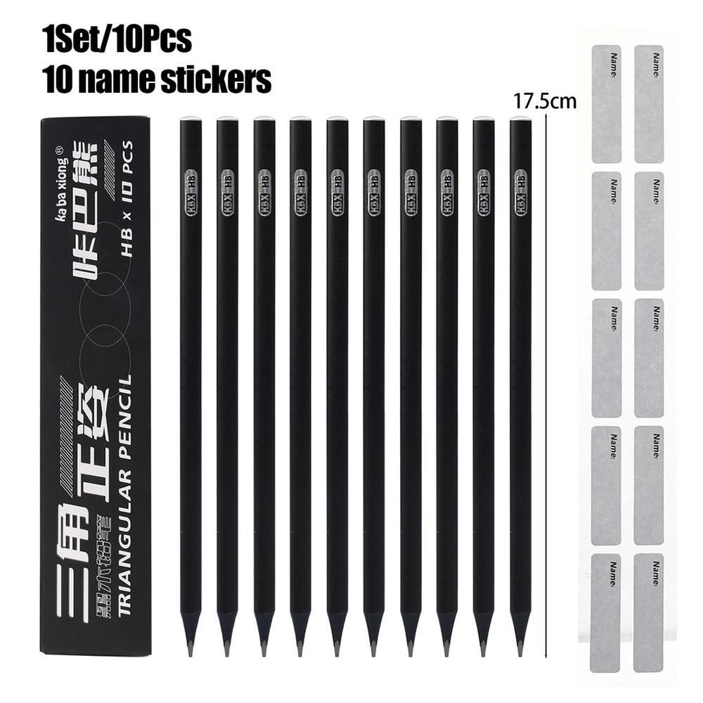 

10 шт./коробка Карандаш HB/2B Треугольный корпус Рисующий карандаш Профессиональный пишущий карандаш Школьные принадлежности Black-HB