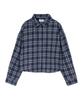 VIVABROWN 85-Viva097 Fuse Crop Long Sleeve Check Shirt Navy