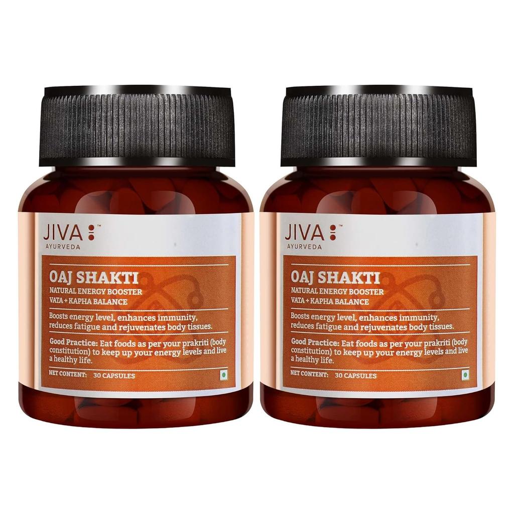 Jiva Oaj Shakti Capsules 30 X Pack of 2 for Physical Strength, Stamina Boost, Energy and Mental Performance