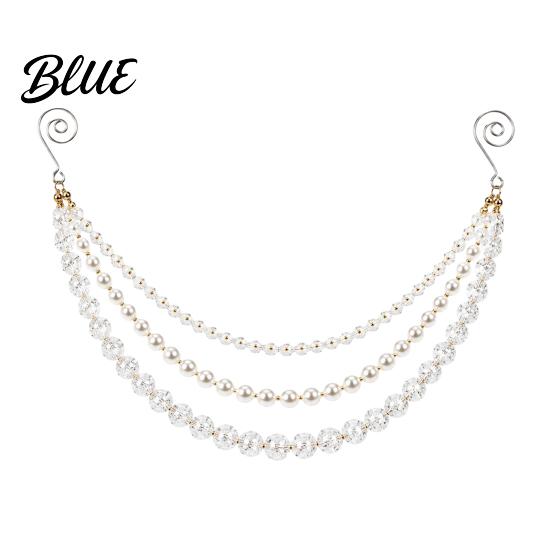 Classy Indoor Decorative Garlands Christmas Faux Pearl Garland, Multi-Strand Beaded Swag Hanging Banner, Chain Crystal Bead Strands for Holiday Mantel
