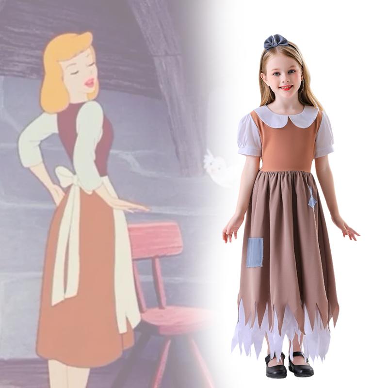 Enchanting Girls Costume Dress Featuring Cinderella And Snow White Cosplay Style For Halloween And Festivals