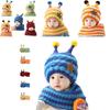 Winter Kids Hat With Plush Ear Protection Big Five-pointed Star Hat Scarf Set Striped Woolen Material Blue Yellow Orange Red Pink