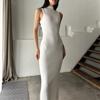 Knitted. Neck Sleeveless Tights Spring Summer Medium Dress Elegant French Dress Women
