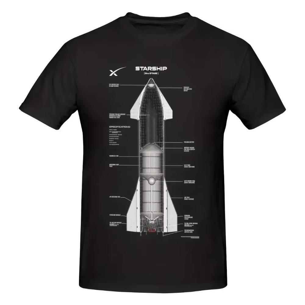 

Men S Vintage SpaceX Starship SN15 Technical Drawing T-Shirt Crewneck Tee SpaceX Rocket Specs All-Year Casual Shirt - Men s S... S разноцветный